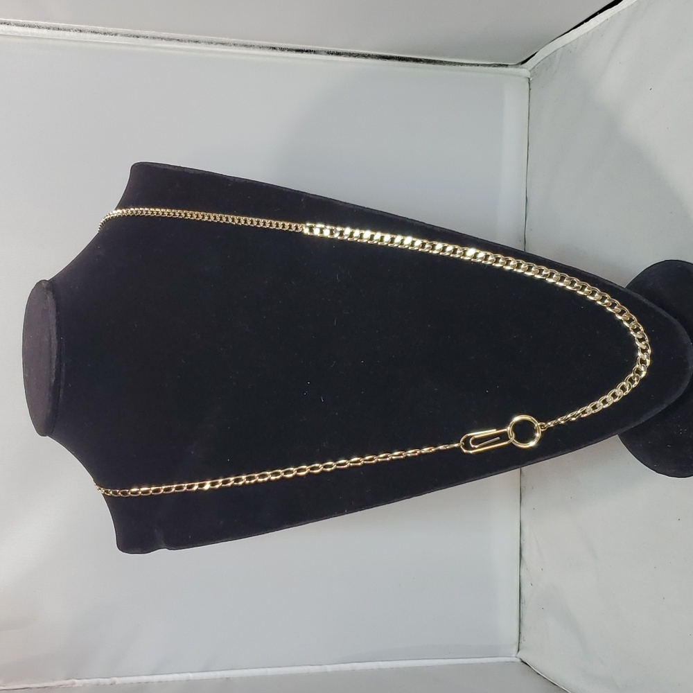 French connection gold mix chain pin circle chain long necklace - Picture 1 of 6